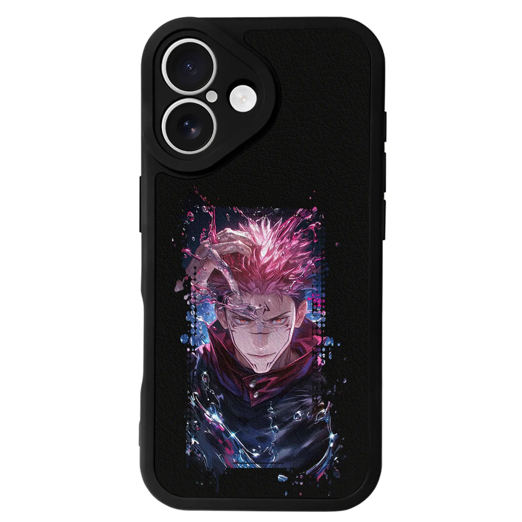 呪術廻戦 グッズ,両面宿儺 - IPhone 16シリーズ対応 ・ シリコンスマホケース ・ レザー調 ・ 高精度フィット ・ 耐衝撃 ・ ワイヤレス充電対応 ・ 精密カット